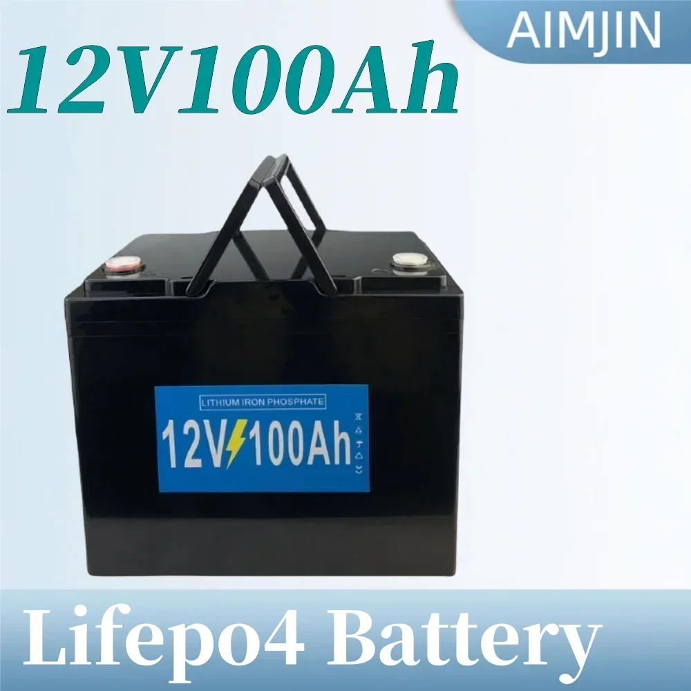 Paquete de batería LiFePO4 de 12V y 100Ah con 100A BMS para barcos de 1200W, almacenamiento de energía Solar, carros de golf, inversor RV