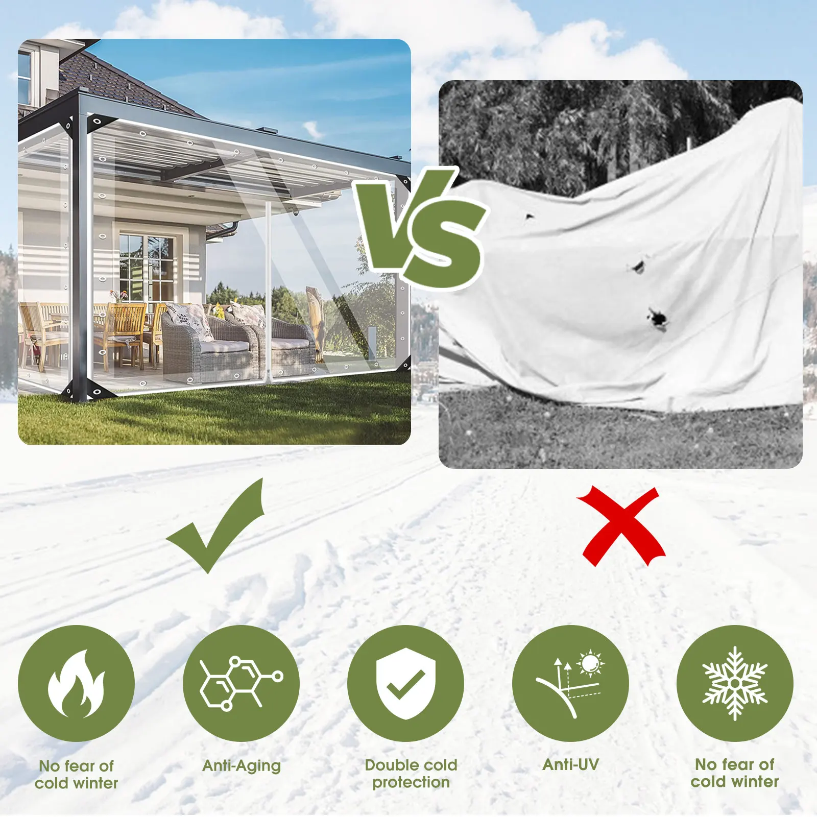 Transparente PVC-Plane, robust, mit Reißverschluss, wasserdicht, winddicht, reißfest, für Gewächshaus, Terrasse, Garten, Garage, Hühnerstall – Detail 8