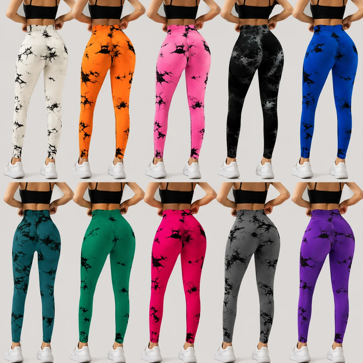 Fashionable Bright Tie-Dye High-Waist Yoga Pants, Available in 10 Splash Colors, Stretchy and Soft, Multiple Colors to Choose From, Perfect for Yoga Lovers and Everyday Casual Workouts