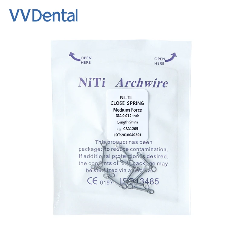 10pcs/Pack Dental Orthodontic Close Coil Spring Niti Anterior Teeth Tooth Torque with Big Pull Ring 0.008/0.010/0.012