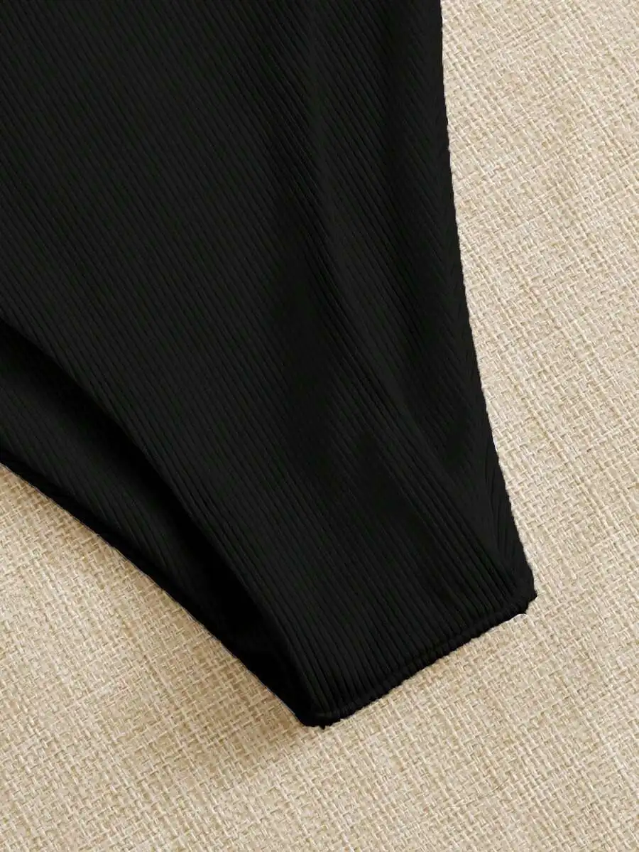 

Ribbed Underwire Bikini Set High Cut Bottom Two Piece Swimsuit