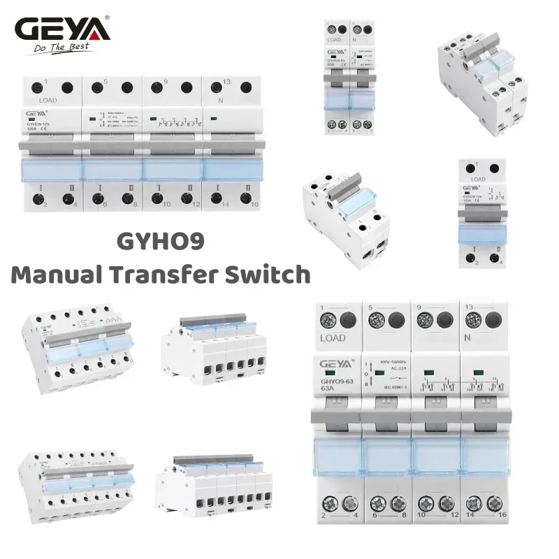 GEYA GYHO9 Manual Transfer Switch with Indicator 63A 125A MTS Dual Power Manual Conversion Isolating Switch image 6