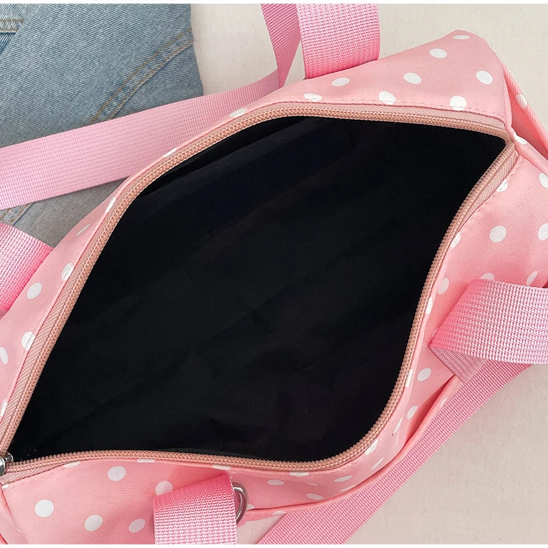 Gepunktete Schultertasche in langem Zylinderformat, Damen-Handtasche mit Tragegriff, zylindrische, leichte, schicke Tragetasche für den Arbeitsweg – Detail 9