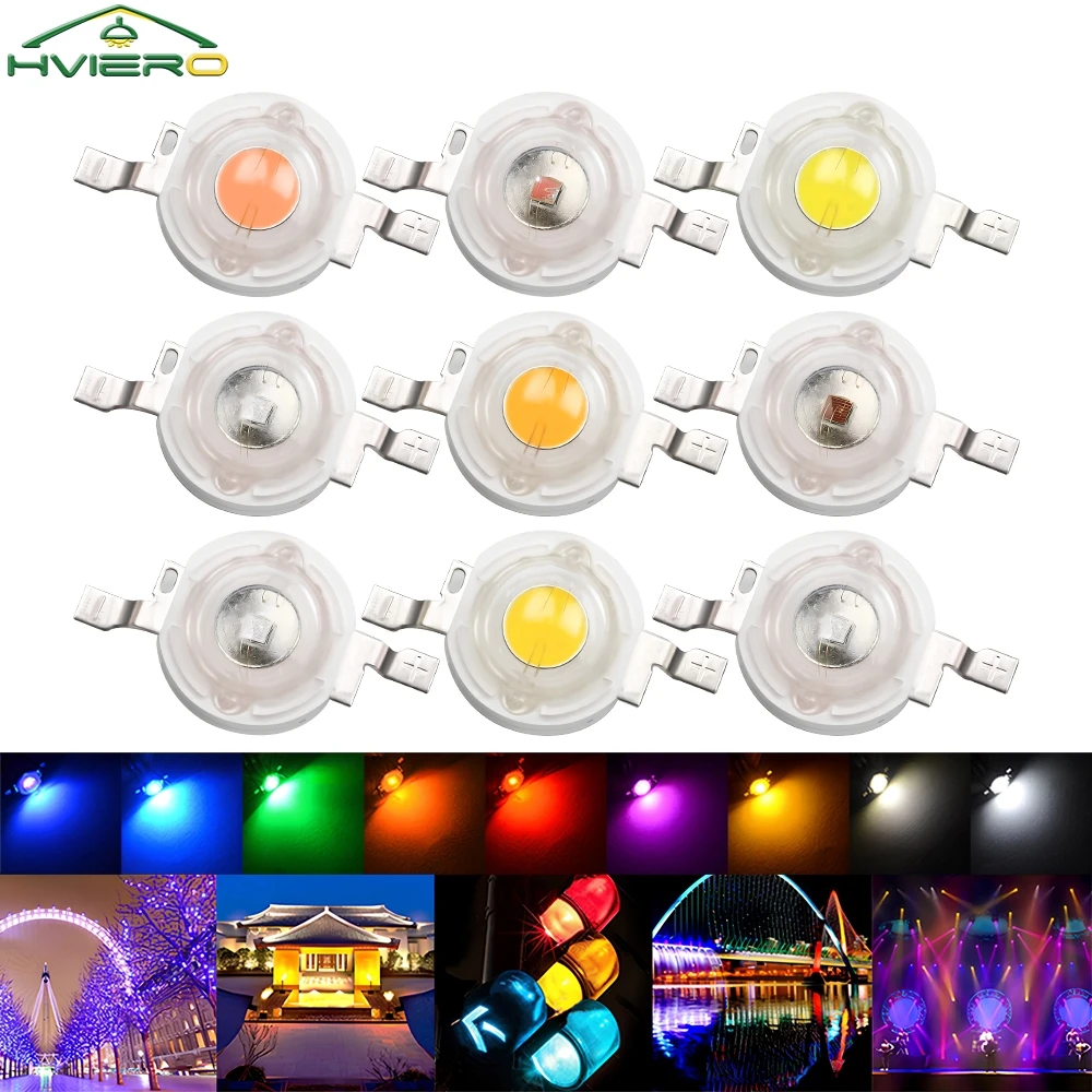 10PCS High Power LED Chip Lamp Bulb 1W 3W 110-120LM Bead Line Emitter Diode White Red Green Blue Yellow DIY Led Light Decoration