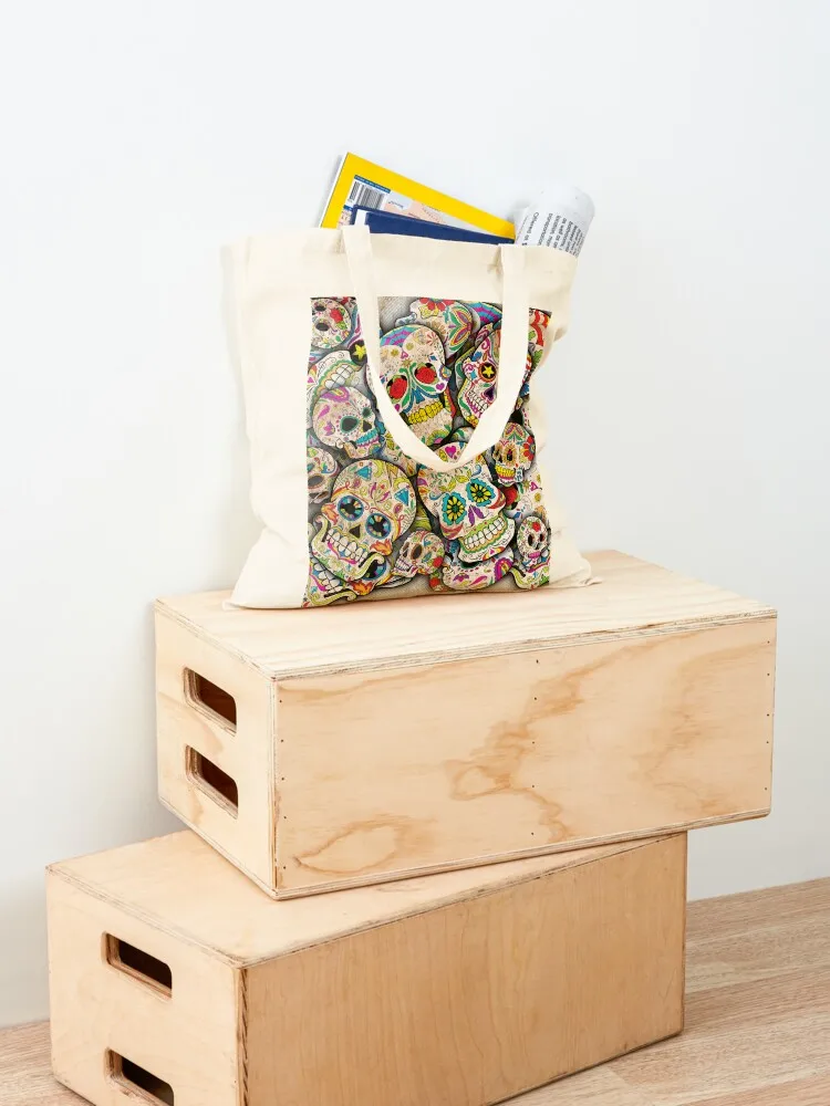 Sugar Skull Collage Tote Bag women bag shopping bag Canvas for women Customizable tote