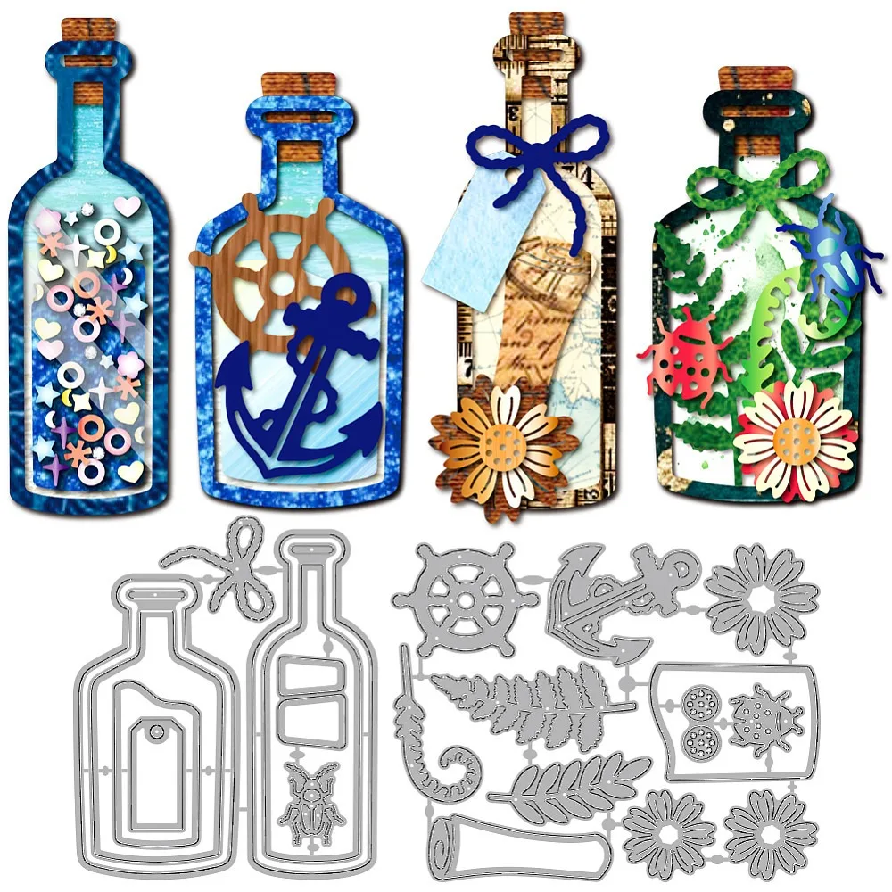 Wunschflasche Stanzformen aus Kohlenstoffstahl für DIY Scrapbooking, Fotoalbum, dekorative Prägung, Papierkarten