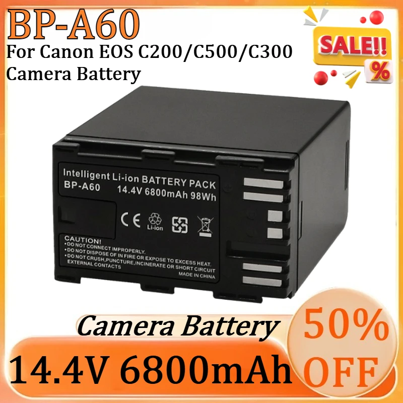 New 14.4V 6800mAh BP-A60 BP A60 Camera High Quality Battery for Canon EOS C200/C500/C300 Camera Battery
