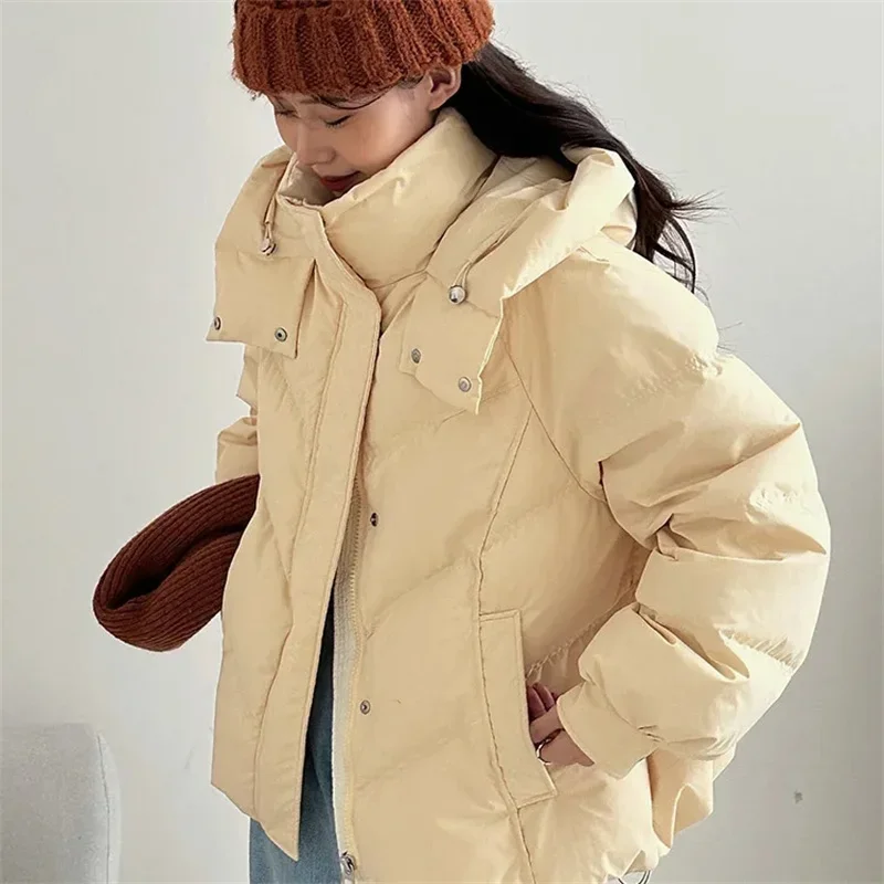 Women's Down Cotton Jacket 2025 New Hooded Fashion High-Quality Ladies Parkas Jackets Winter Female Short Outwear