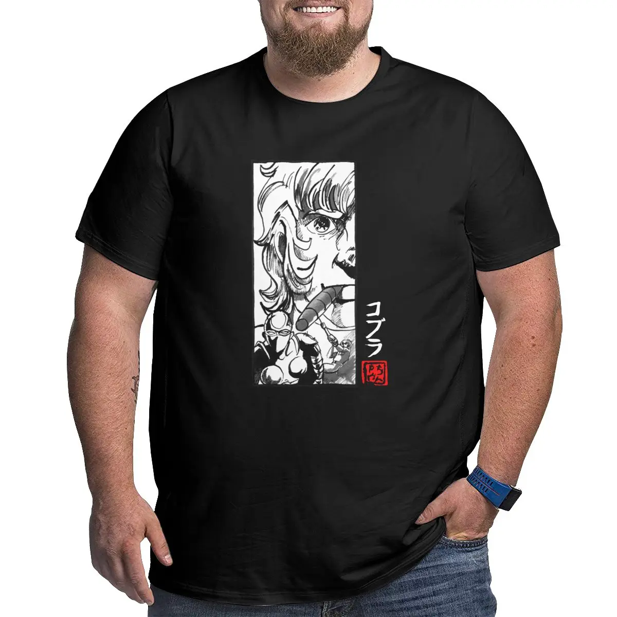 

Kumitate Cobra Manga Space Adventure The psychogunPure Cotton printed Tops mens graphic tshirts Big Tall Tee Shirt plus Size