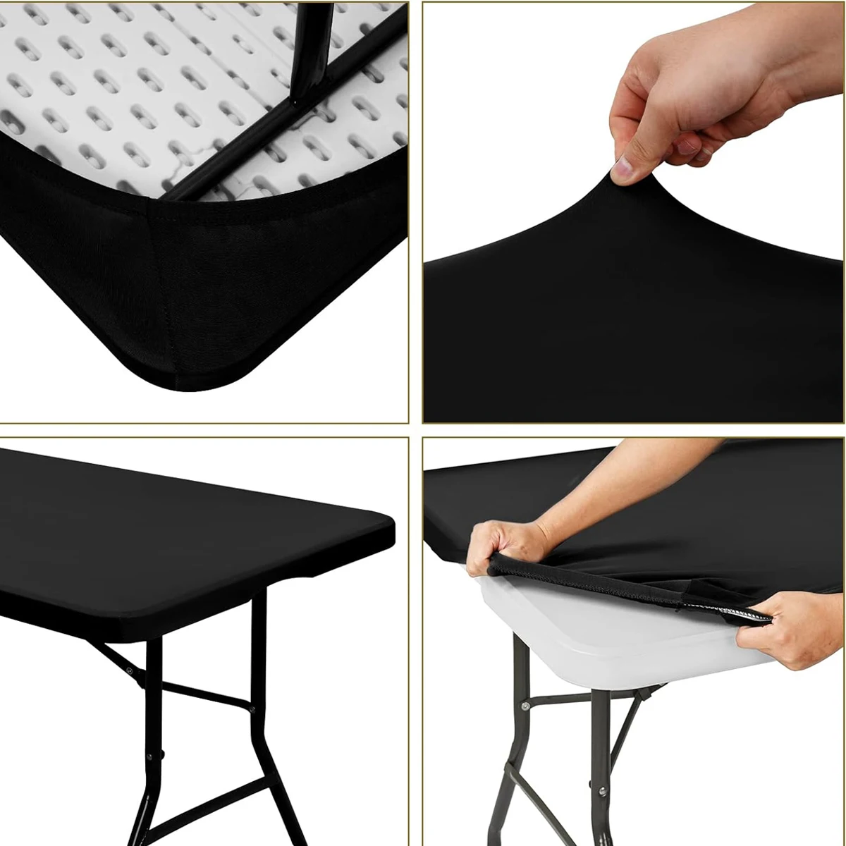 3 Size Elastic Fitted Fabric Rectangle Table Cloth Folding Tables Washable Picnic Camping Indoor & Outdoor Table Slipcover