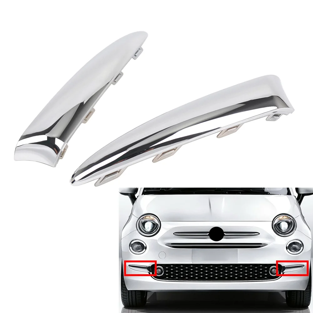 1 Pair Automotive Front Bumper Side Trim ABS Chrome Decoration For Fiat 500 Lounge 2015-2020 Not Fit For US Models