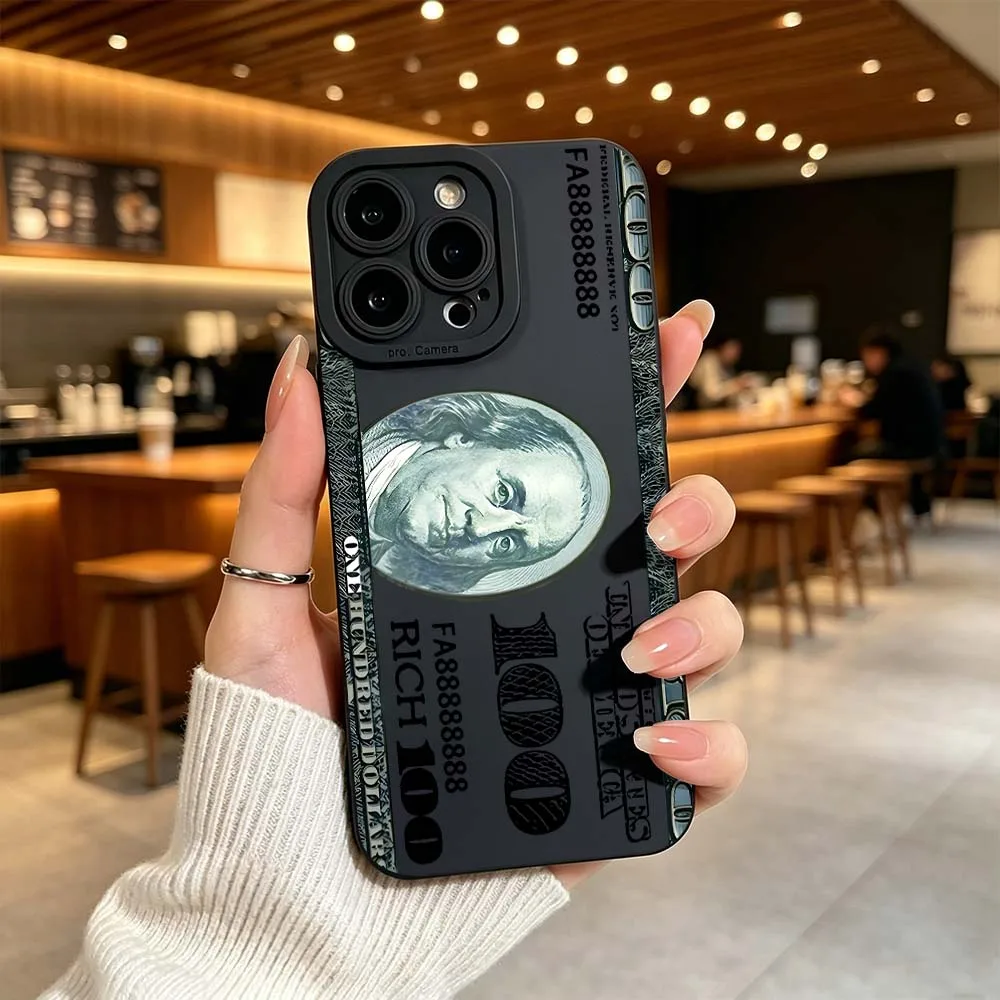 

Cartoon 100 Dollar Bill For iPhone 17 16 15 14 Pro Max 12 11 13 17 Air XS Plus 16e Fall Proof Soft Cover Phone Case