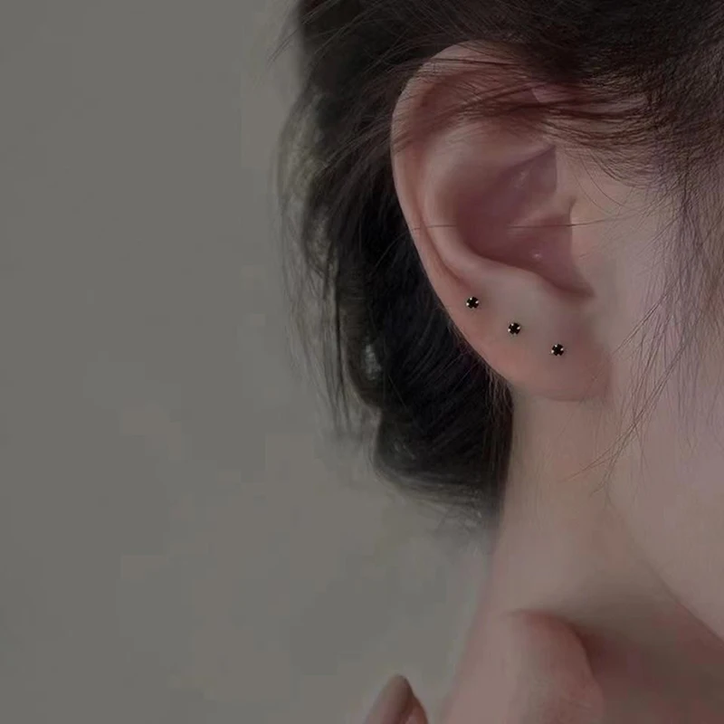 1Pair Fashion Trendy Mini Zircon Stud Earrings For Women Girls Daily Geometry Small Earrings Ear Bone Nail Jewelry Accessories image 5
