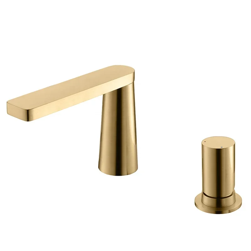 Bathtub Hot Cold Mixer Water Tap Waterfall Dual Handle 2 Or 3 Holes Gold Bath Room Tub Basin Faucet