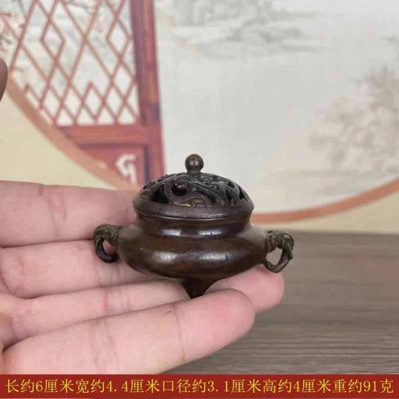 Handmade copper with elephant head and ears, three-legged mini incense burner ornament, various styles available