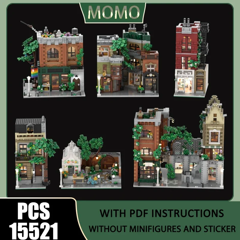 City Street View Moc Building Blocks Modular City Townhouse Collection Model Technology Brick  Assembly Construction Toy Gift