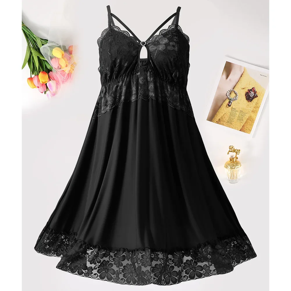 ثوب نوم نسائي صيفي مزين بالدانتيل - ملابس داخلية رفيعة ومريحة ومثيرة، الأكثر مبيعًا للتجارة الخارجية #5