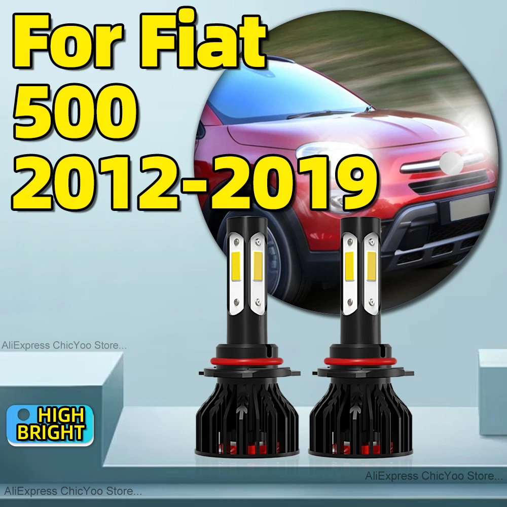 

2Pcs LED Bulb 4Side CHip 9012 Car Light 12V 180W 6000K White Headlight For Fiat 500 2012 2013 2014 2015 2016 2017 2018 2019