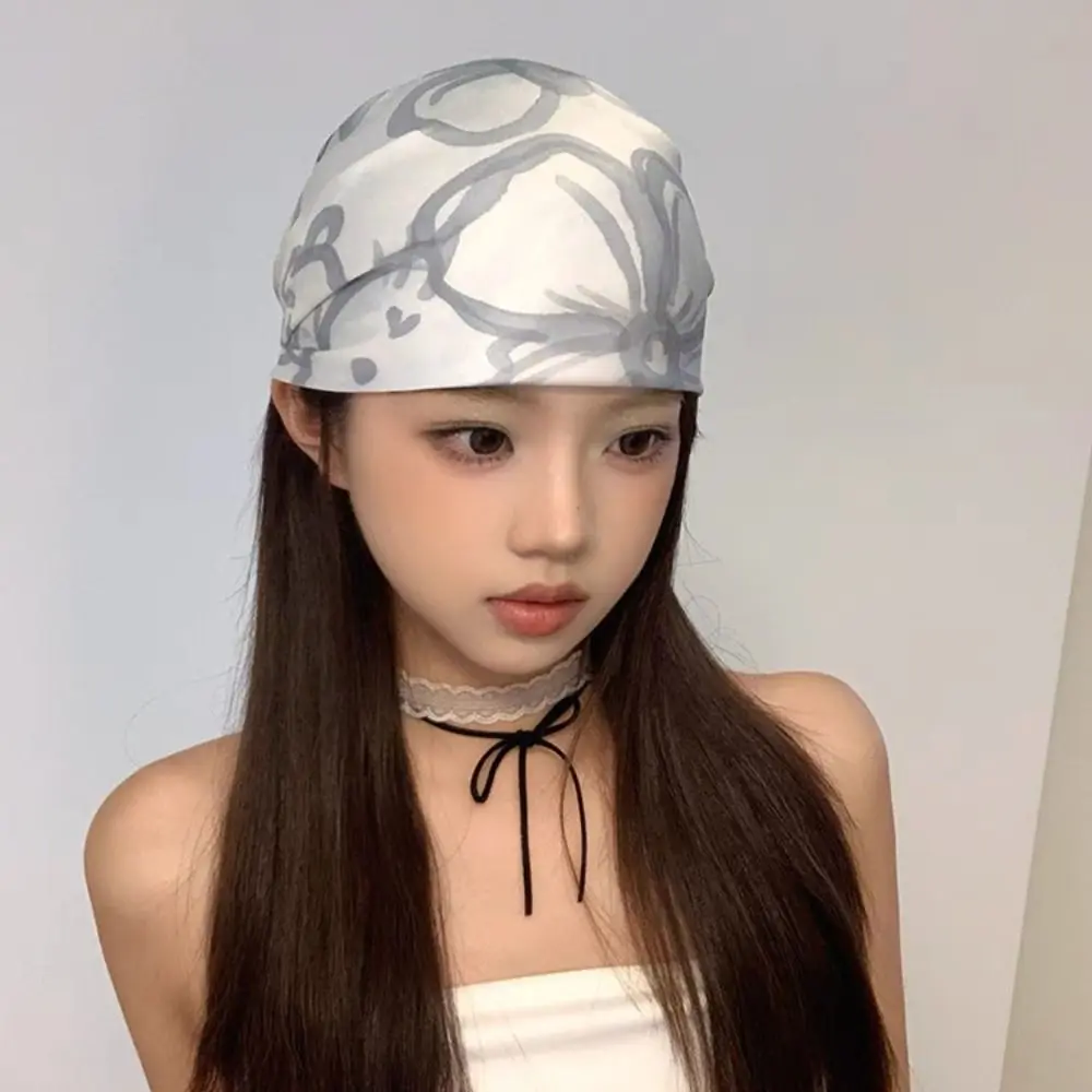 

Elegant Sweet Y2k Print Turban Bow Chest Scarf Printed Headscarf Neckchief All-match Small Square Scarf Outdoor