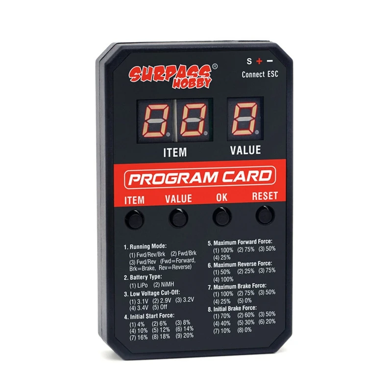 BAAZ HOT SURPASS HOBBY V2 LED Program Card RC Car For 50A/60A/ 80A/90A/110A/130A/160A Brushless ESC Electronic Speed Controller — product photo 1 of 1