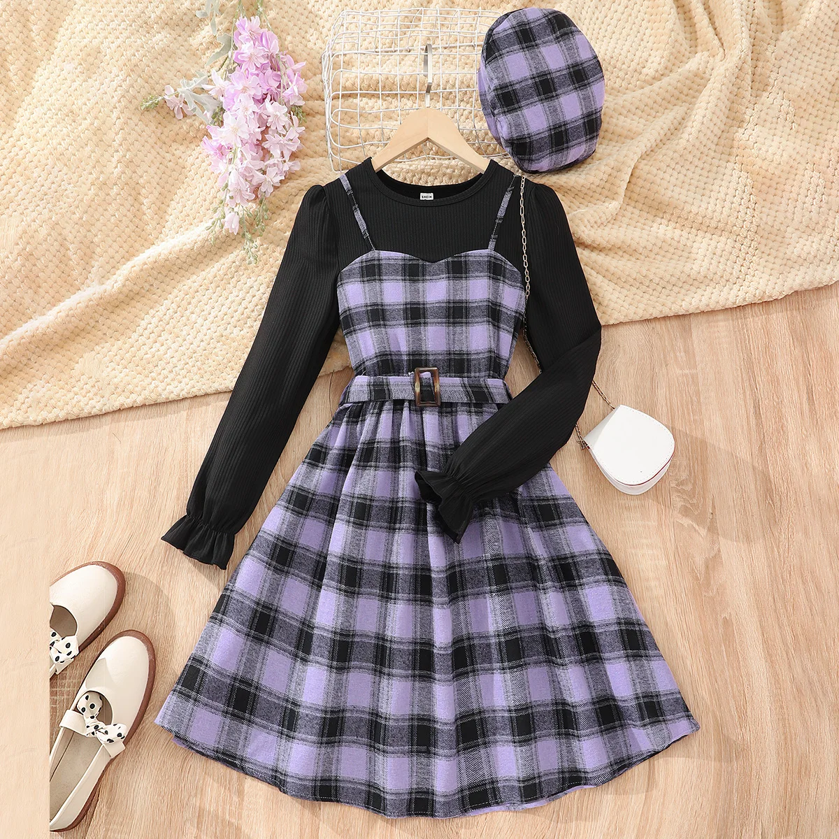2024 Spring Winter Dress For Kids Girl Long Sleeved Plaid Belt Hat Big Girls  Clothes Fashion Children Dresses 8 9 10 11 12 Years - AliExpress 1501