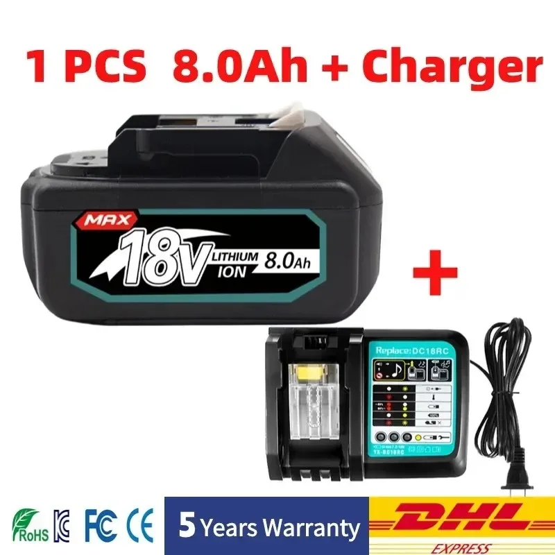 

18V rechargeable Battery BL1860 With charger 6000mAh For Makita 18V Battery LXT BL1860B BL1860 BL1850 DHP482