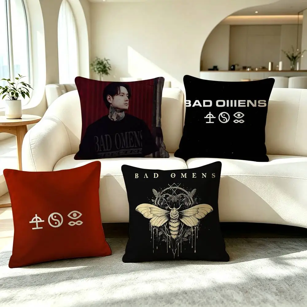 B-Bad Omens Metalcore Band Pillow Case Square Double-Sided Sofa Cushion Cover Bedroom Bedside Pillow