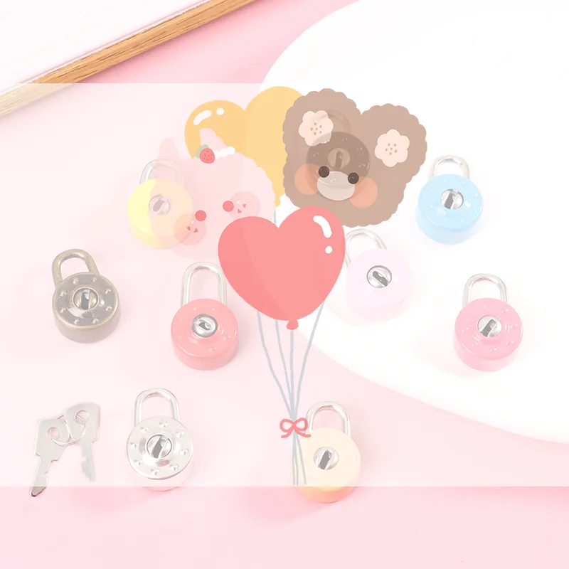 1Set Mini Round Shape Padlock Luggage Hardware Locks With Key Lock For Travel Wedding Jewelry Box Diary Book Suitcase