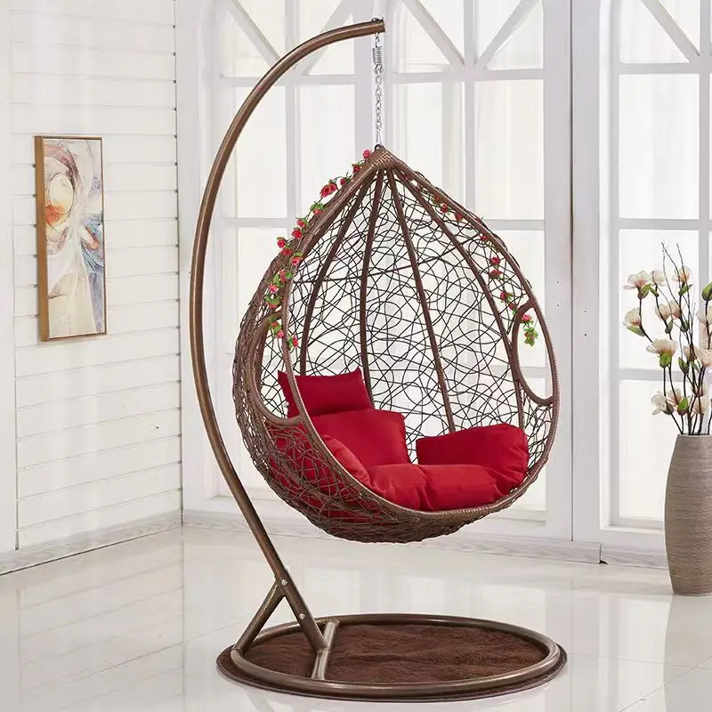 New Design Pear Shape Outdoor Rattan Swing Chair Round Circle Indoor Bird Nest Swing Chair for Adult