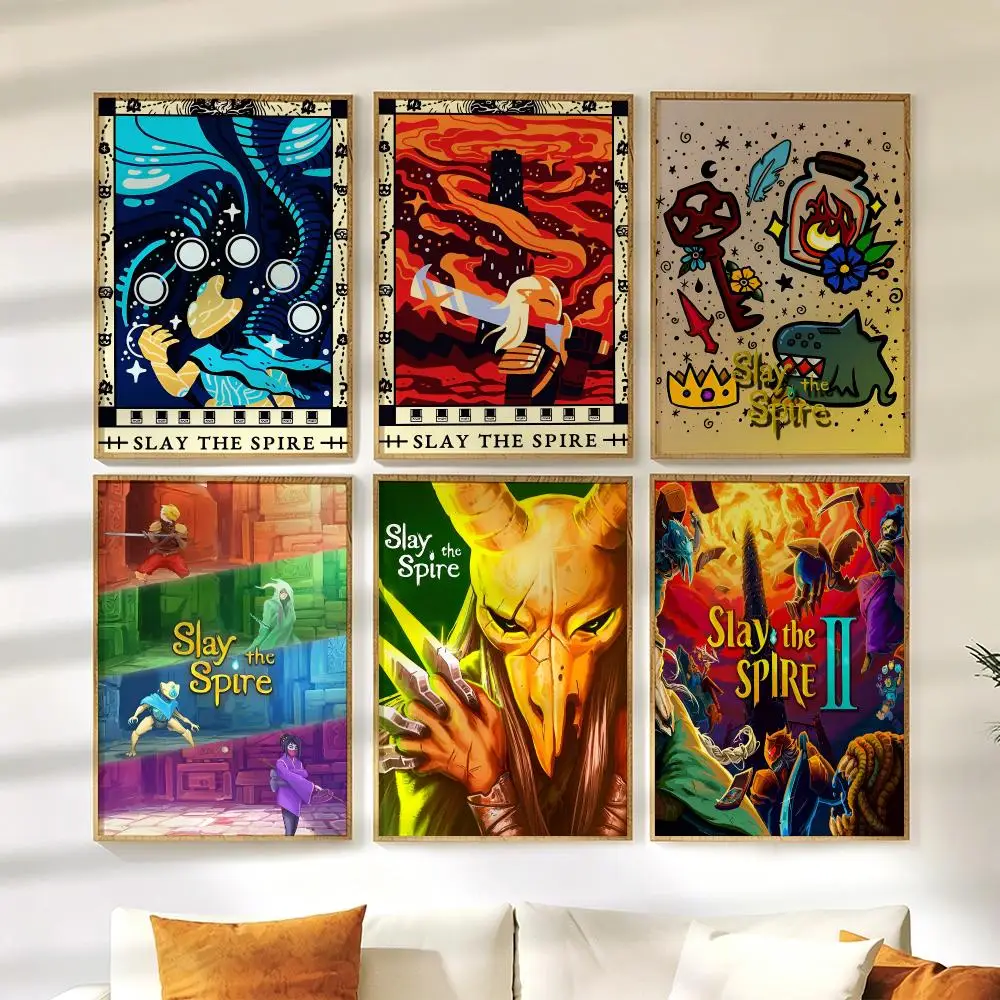 S-Slay the Spire Game Poster Wall Stickers HD Painting Self Adhesive Art Decals for Bedroom Living Room Home Decor