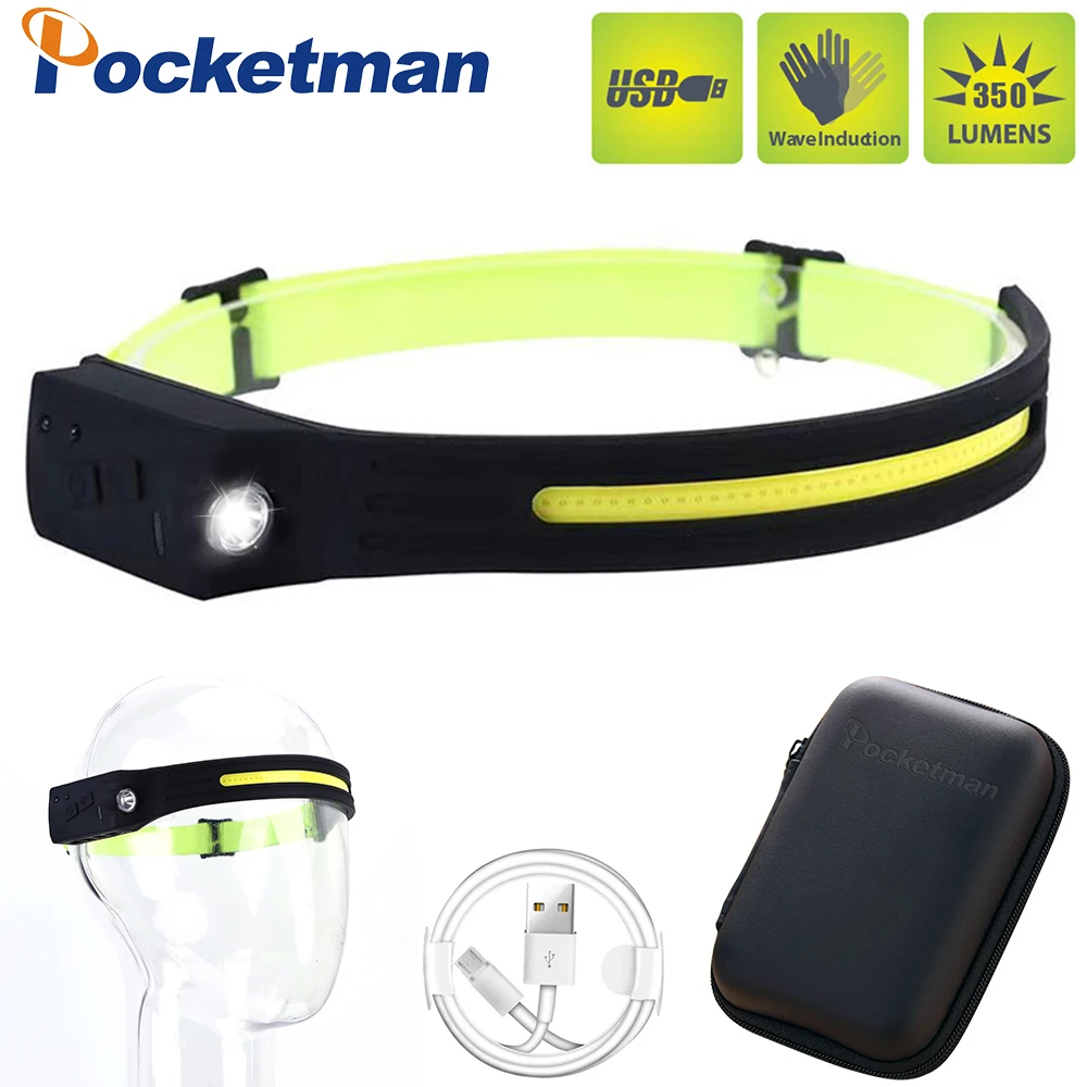 

High Lumen IR Motion Sensor LED Headlamp Rechargeable Headlight Strong Waterproof Head Lamp for Night Running Camping Hiking