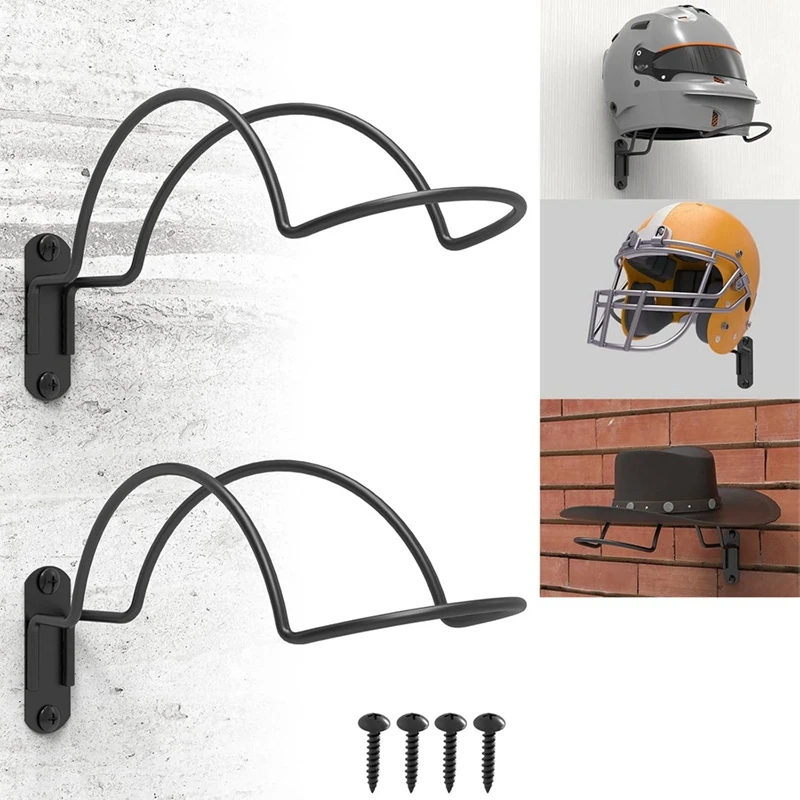 2 PCS Wall Mounted Helmet Rack Helmet Holder Hook Multifunctionnal Metal Rack For Hats Mask Wall Mount Bracket