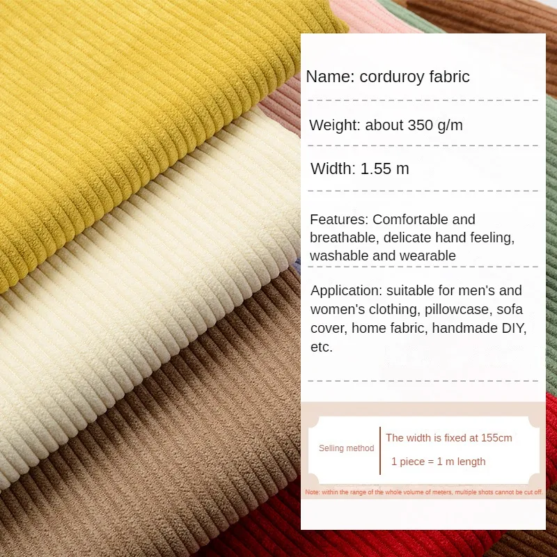 Thickend Corduroy Fabric By Meters for Upholstery Clothes Coat Pillowcase Sofa Cover Diy Sewing Cloth Soft Warm Wearable Plain