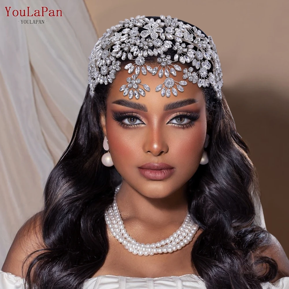 YouLaPan Luxurious Bridal Crown Wedding Headband Bride Hair Accesories Rhinestone Bridal Headwear Alloy Flower Women Tiara HP430