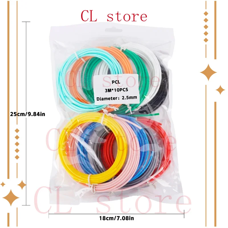 

Набор сменных стержней для 3D-ручек PCL 2,5 мм | Совместим только с 3Doodler Start+. | 10 ярких цветов безопасной низкотемпературной нити PCL.