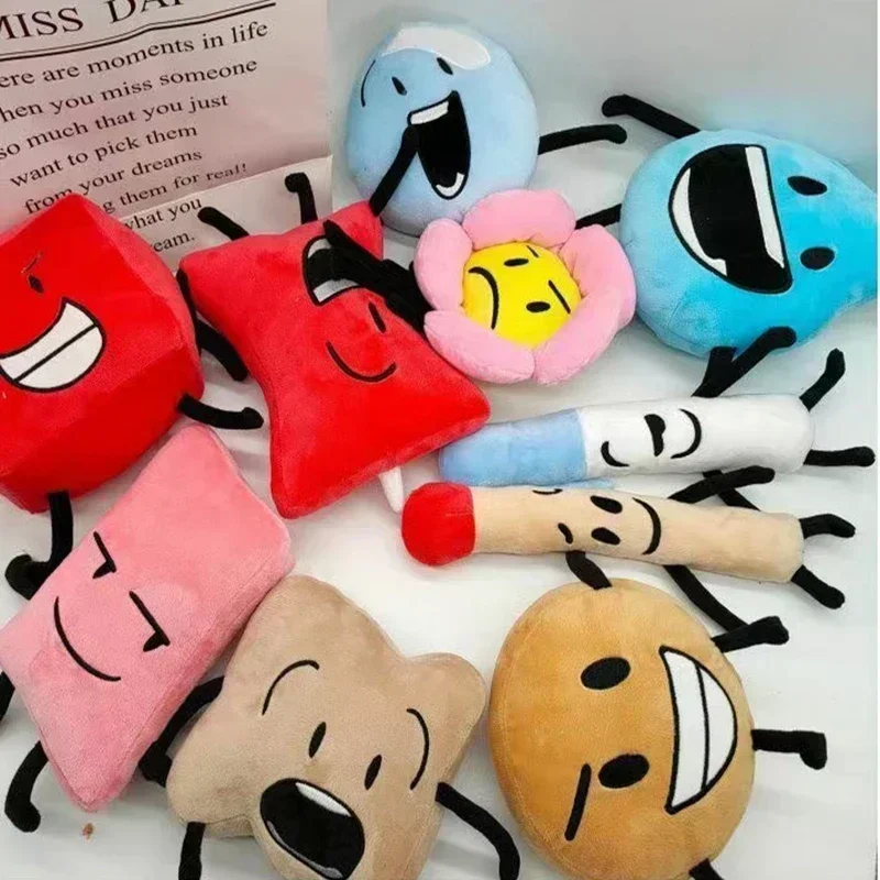 Battle for Dream Island Plush Toys BFDI Fire Flower Water drop Bubble Cake X Four Number Plushie Figure Stuffed Plants Doll Gift