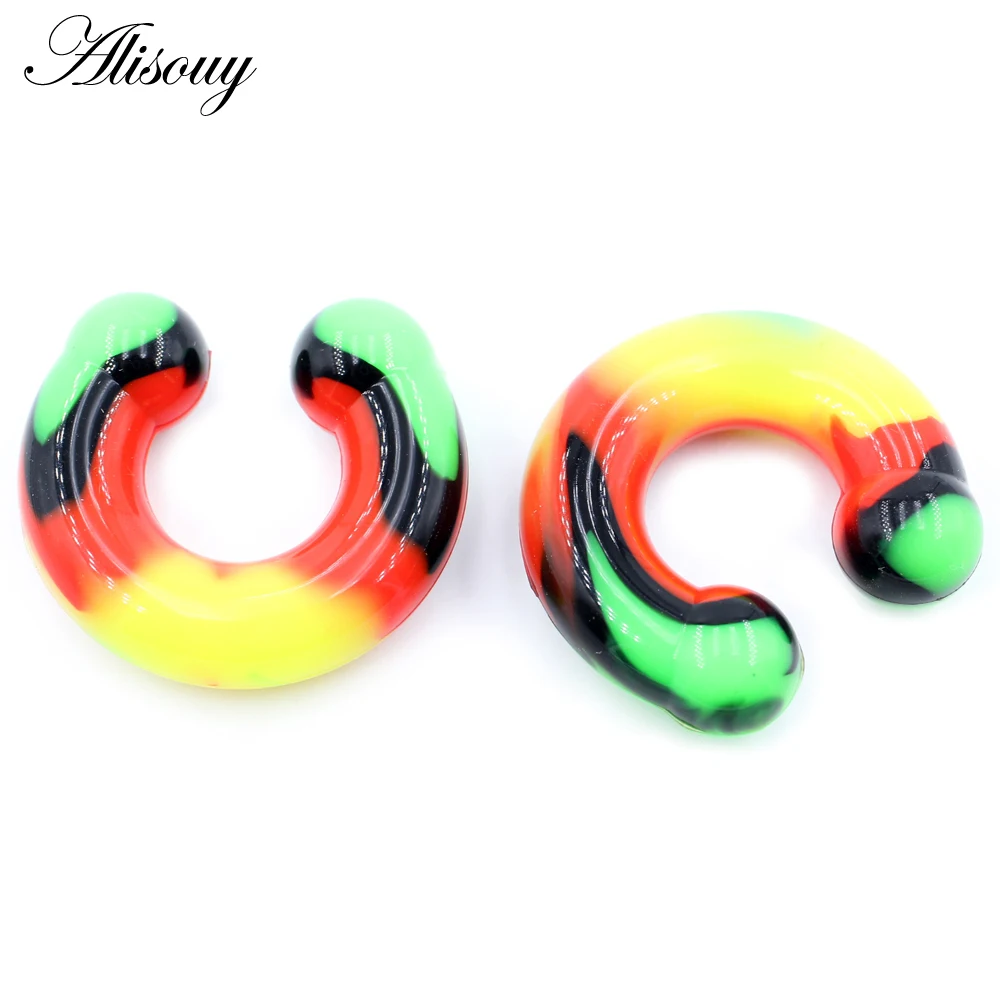 Alisouy 1pc Big Large Size Silicone Captive Nose Ring Ear Plugs Expander Gauges Genital BCR Hoop Earrings Piercing Body Jewelry