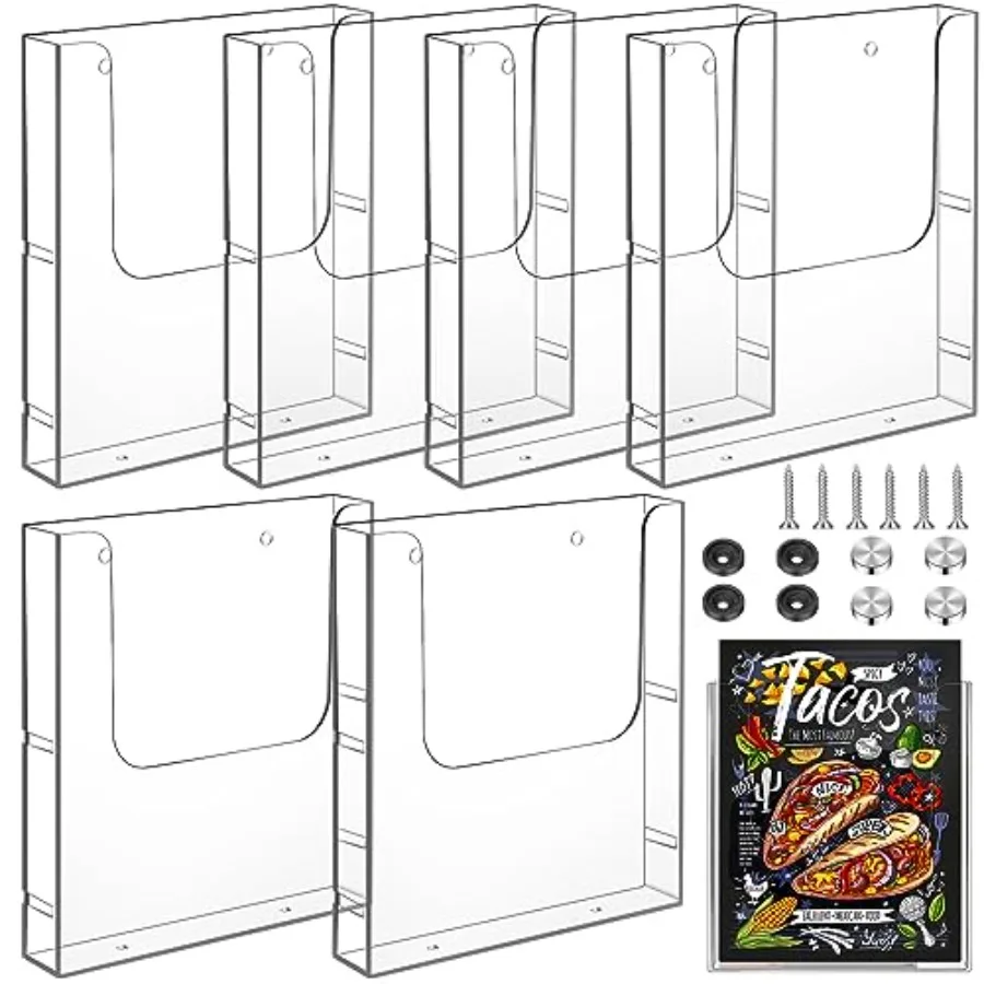 

Acrylic Brochure Holder 8.5 x 11 Inch Wall Mount Flyer Holder Plastic Slat Wall Display Single Pocket Box for Magazines Poster