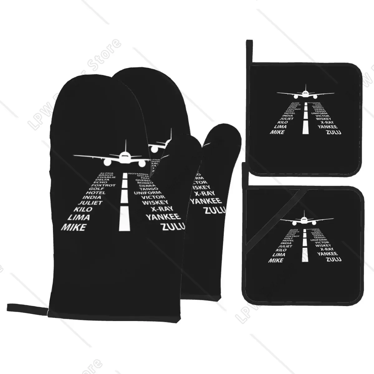 

Подарочные прихватки для пилота самолета и подставки для кастрюль для кухонных наборов из 4 термостойких перчаток для выпечки и барбекю