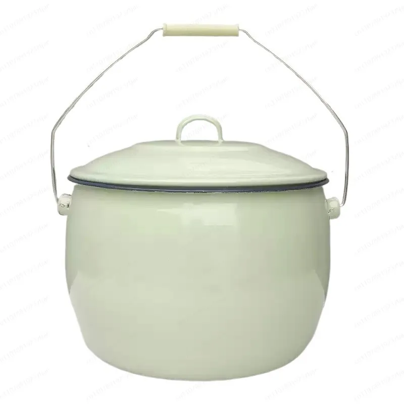 JS02-Old-fashioned enamel lifting pot, soup bucket, rice storage bucket, bucket with lid