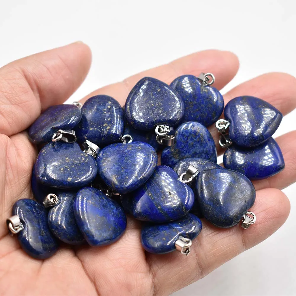 Love Heart Stone Beads Pendants 20mm Wholesale Charms Natural  Stone lapis lazuli For DIY Jewelry Making Women Gift free