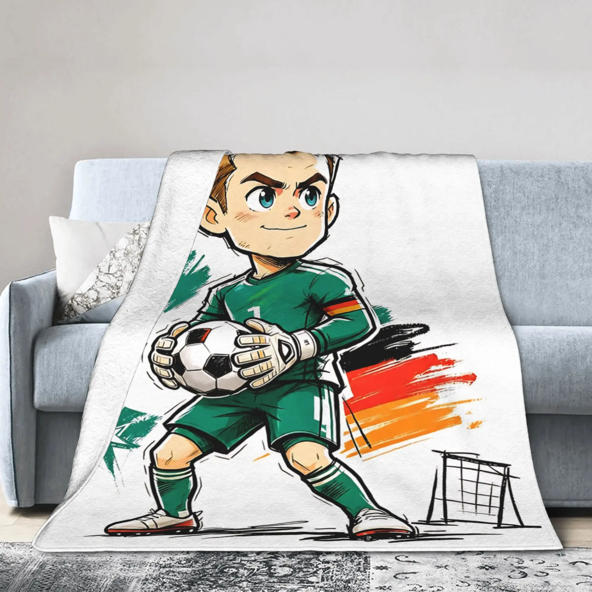 Germany Goalkeeper Football German Soccer Blankets  Fleece Novelty Soft Throw Blanket for Bed Sofa  Winter