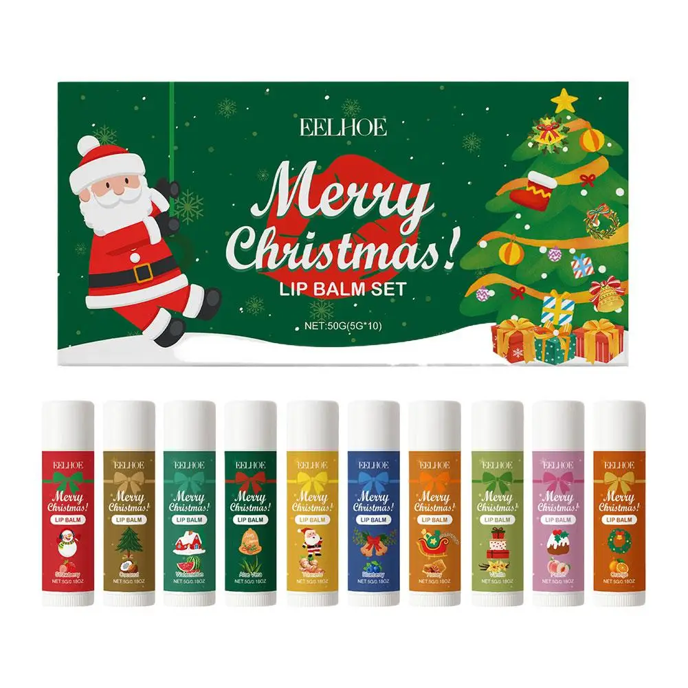 

10pcs Fruit Lipstick Christmas Gift Set Winter Repair Dry Chapped Lips Deep Moisturizing Lasting Gloss Non greasy Lip Care