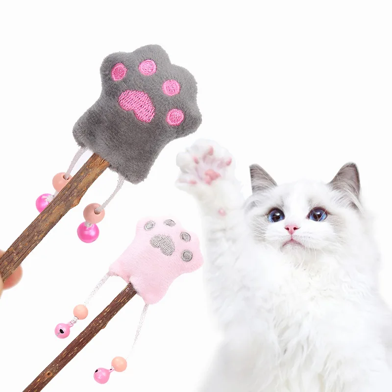 Pet Supplies Cute Cat Claw Wood Polygonum Lollipop Plush Toy with Bell Cat Mint Cat Toy