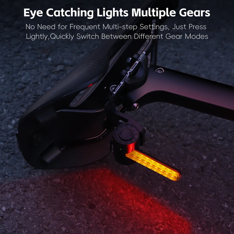 Bicycle Tail Light Rechargeable Colorful  LED Bike Rear Light Power Display Waterproof Night Riding Intelligent Brake Sensor