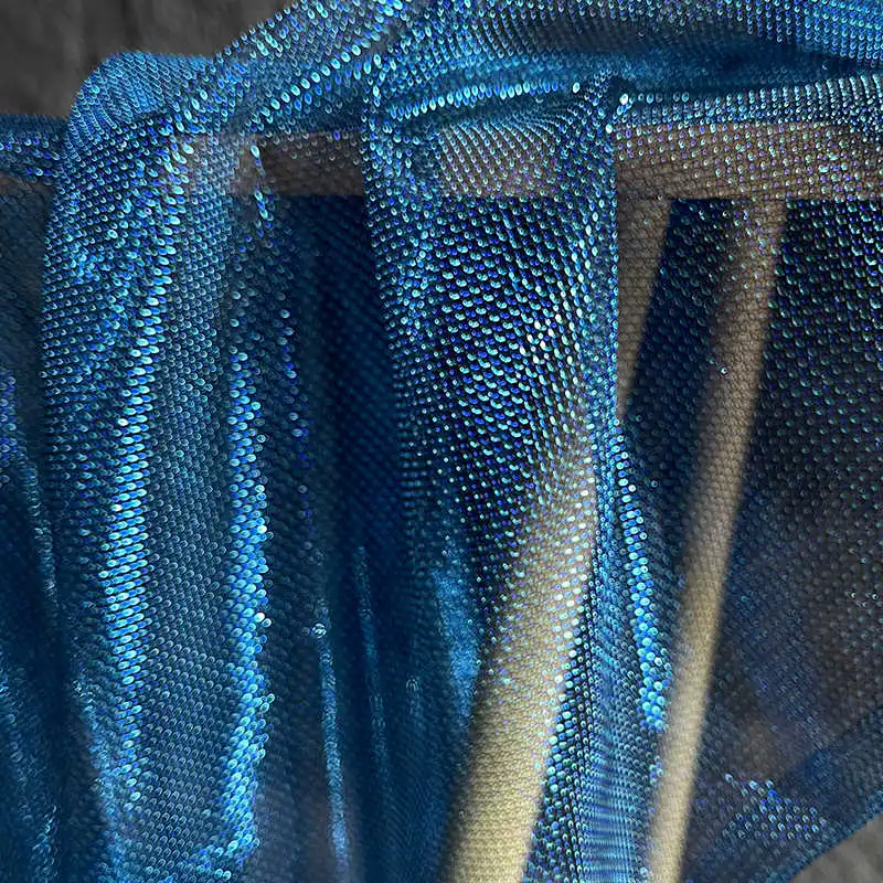 

100cm Soft Shiny Iridescent Laser Gradient Mesh Fabric for Wedding Dress Background Decor Skirts DIY Designer Clothing Material