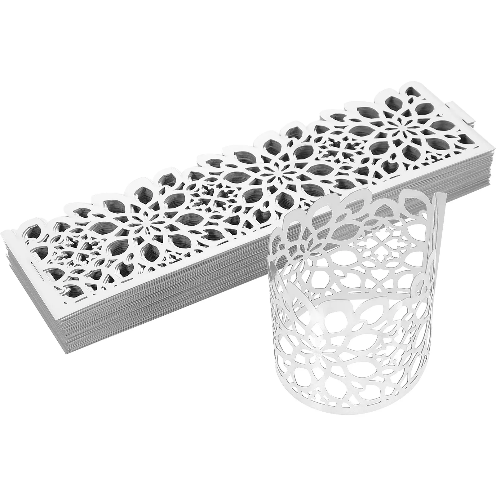 

50Pcs Chic Napkin Rings Hollowed Design for Home Hotel Restaurant Cafe Shop Table Decoration Paper Napkin Ring