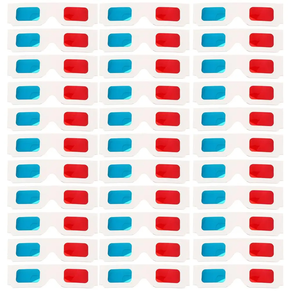 

60pcs 3D Blue Glasses Disposable Paper 3D Glasses Red Blue Frame Anaglyph Movie Viewing Lightweight Portable Home VR Device