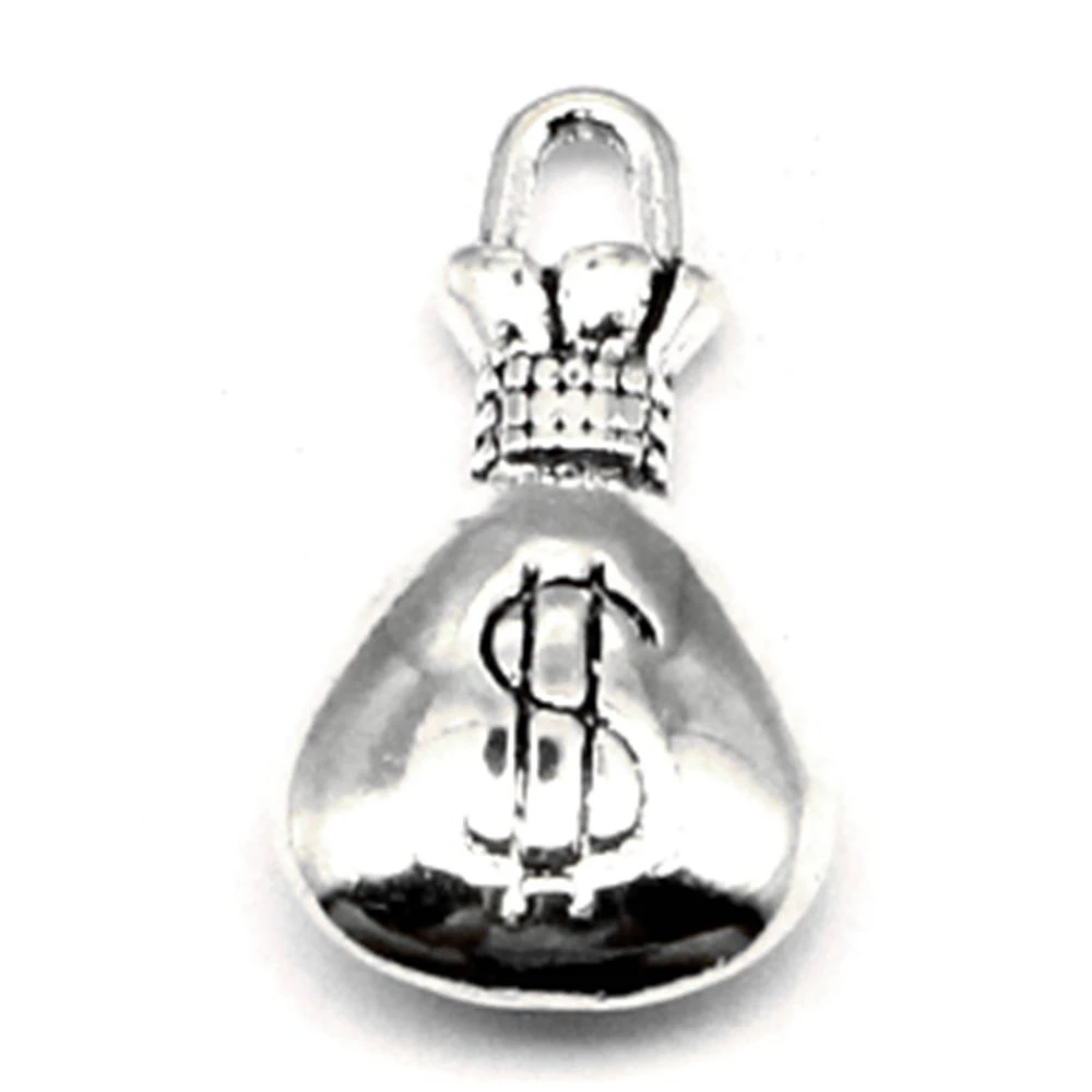 Money Bag Charms Women Pendant Make Accessories Diy Jewelry 10x17mm 10pcs Antique Silver Color