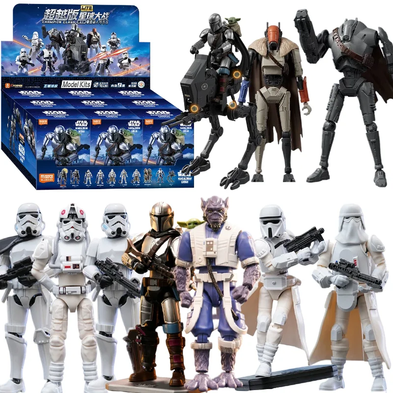 9 figuras de acción BLOKEES de Star Wars Lite: Mandalorian, Din Djarin, Grogu, Bo-Katan, Zeb, Orrelios, Stormtrooper, modelo de ensamblaje, juguetes
